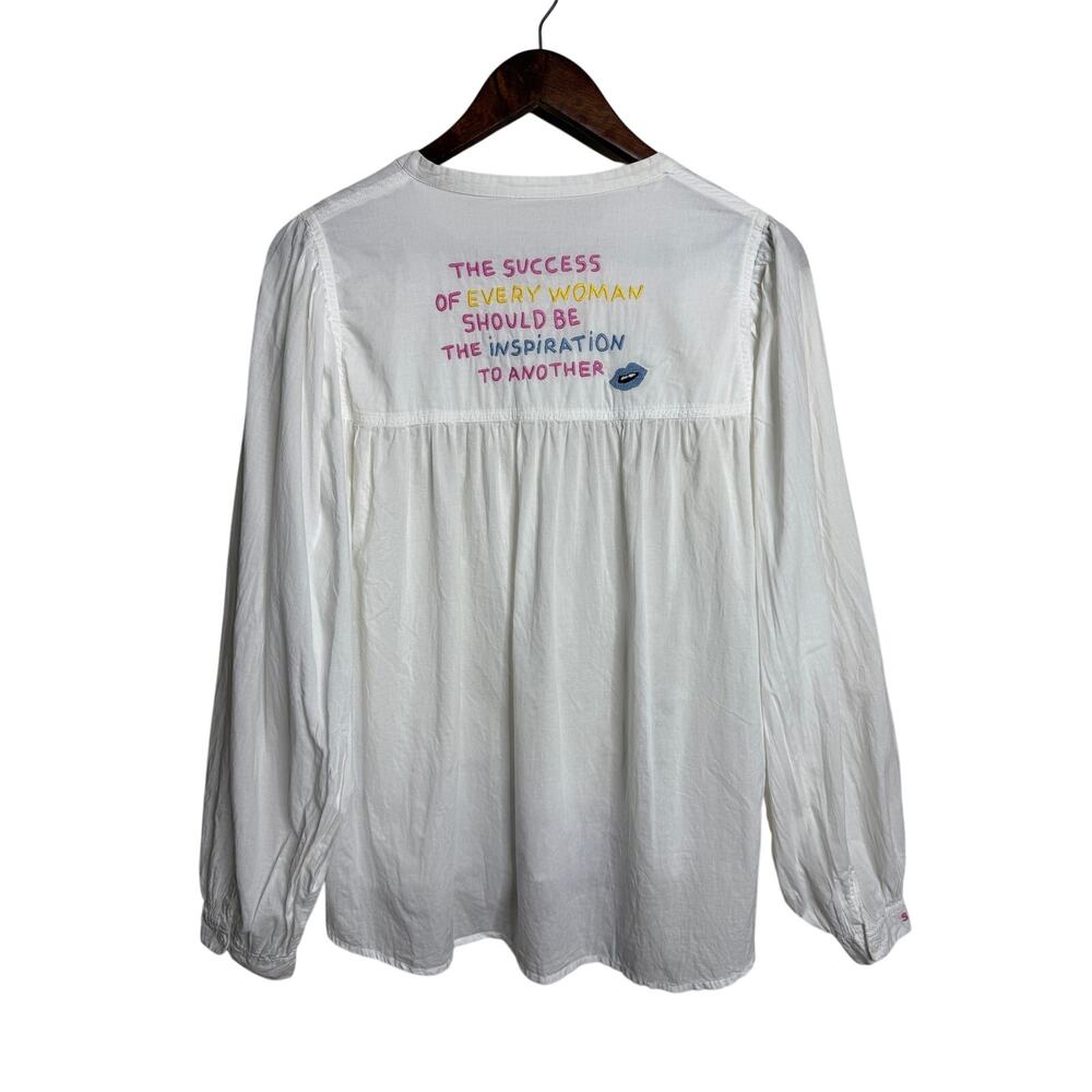 Zadig & Voltaire Tigy White Cotton Embroidered Women Statement Blouse L